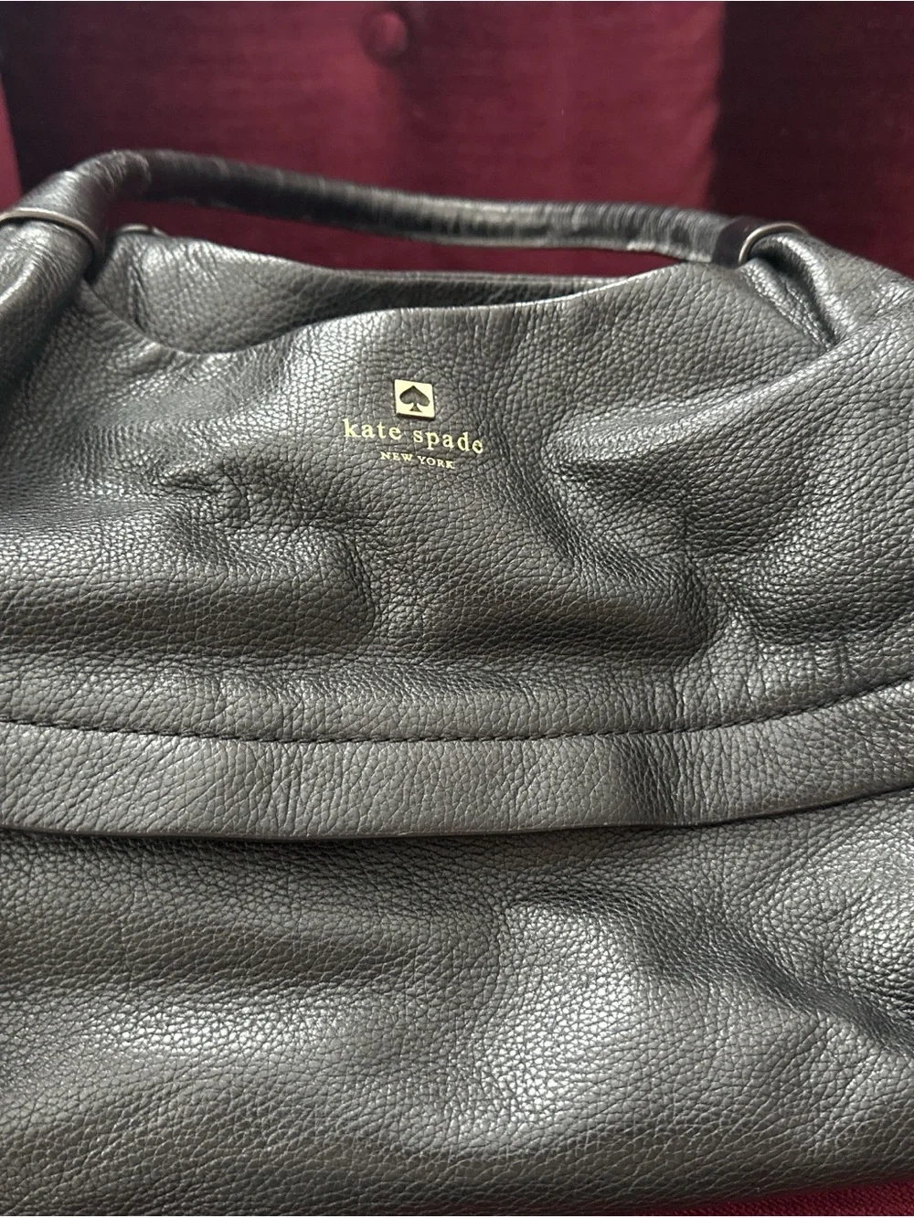 Kate Spade Black Pebbled Leather Hobo Shoulder Bag
